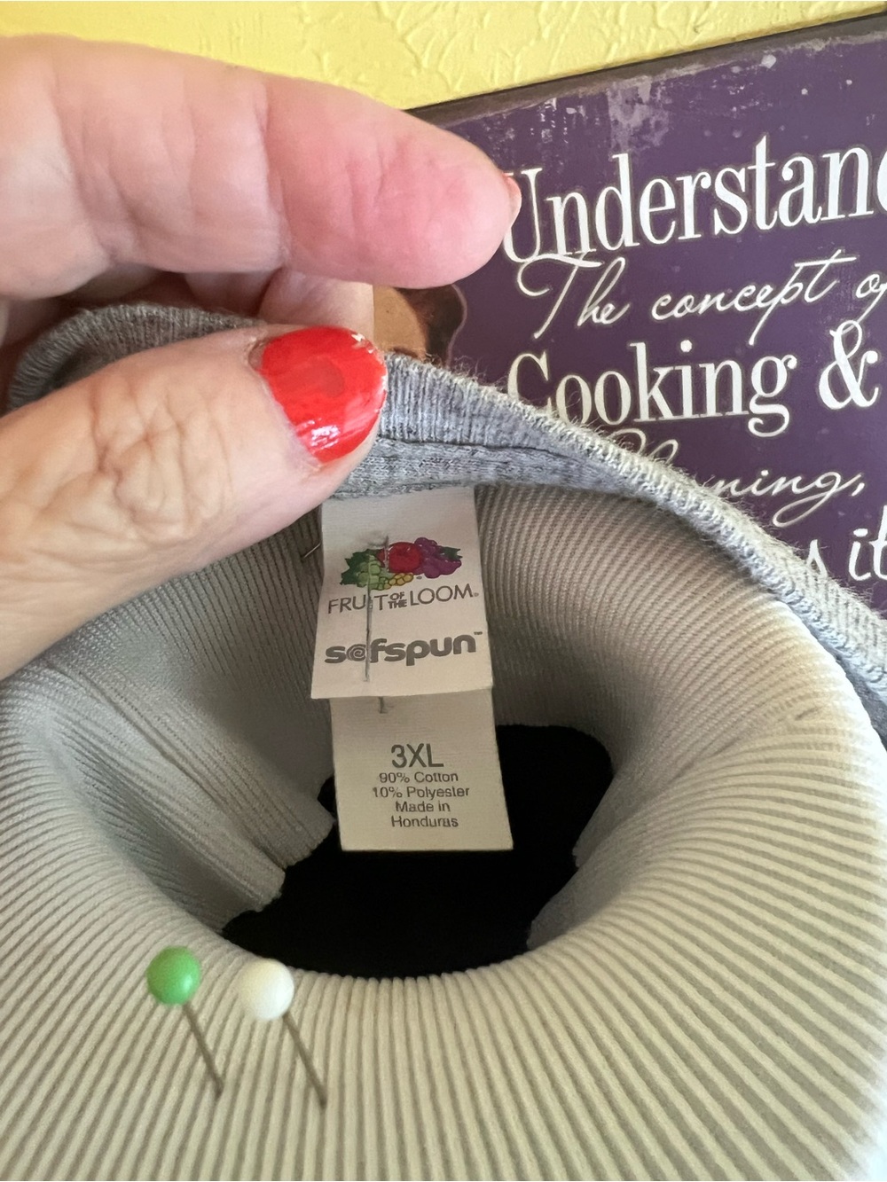 Fruit of the Loom Gray Long Sleeve Tee with Colorful Logo Print - Picture 4 of 5